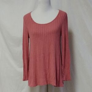 Pink Rose Tunic Top Size L Misses Scoop Neck